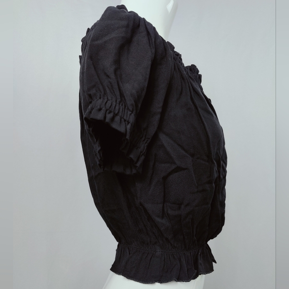 NWT Forever 21 Black Woven Off Shoulder Blouse Top Sz M - Picture 6 of 11